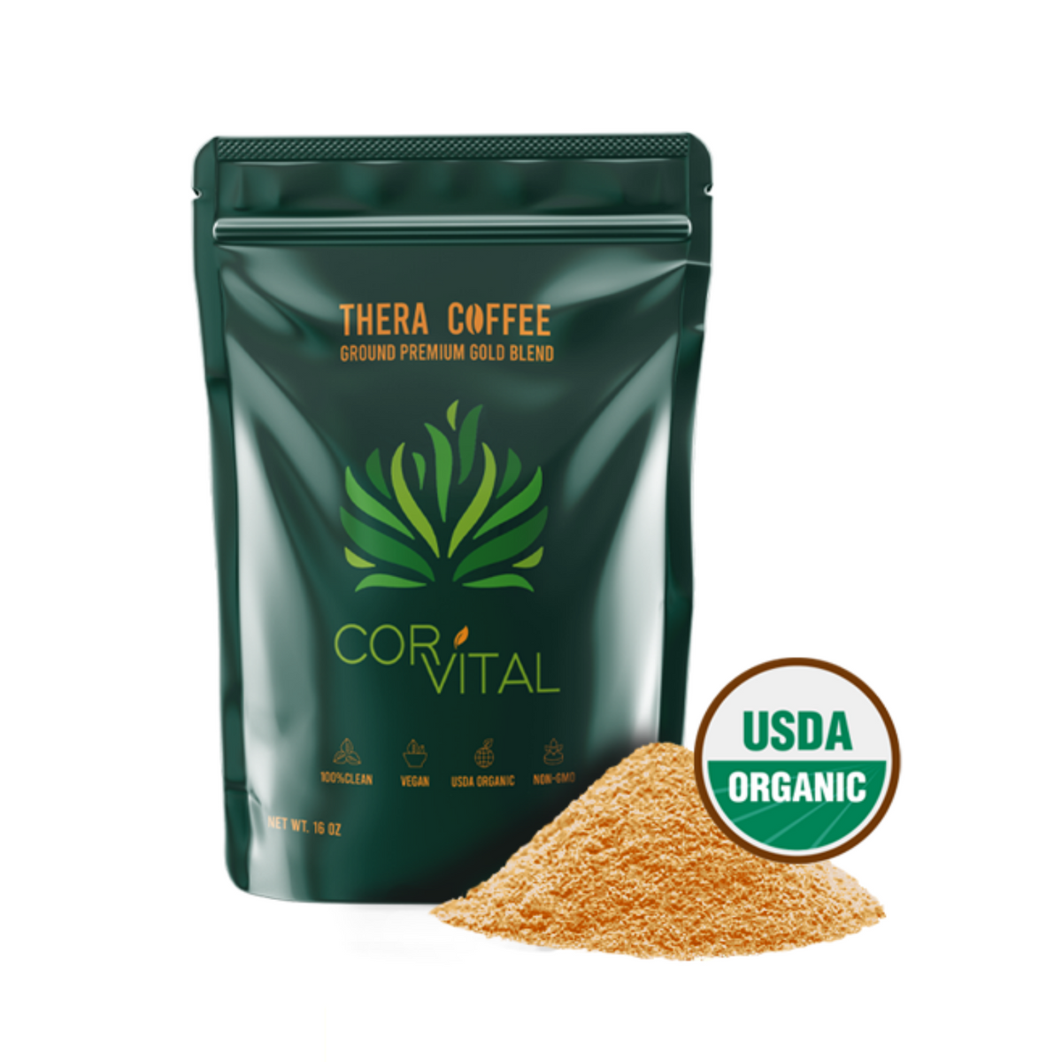 Cor-Vital ORGANIC COFFEE ENEMA GROUND PREMIUM GOLD BLEND - 1 LB package