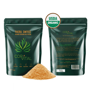 Cor-Vital ORGANIC COFFEE ENEMA GROUND PREMIUM GOLD BLEND - 1 LB package, Front and back